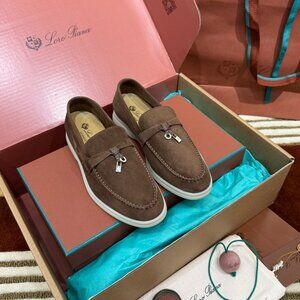 👟 Loro Piana Taupe Suede Luxury Loafers 👟
